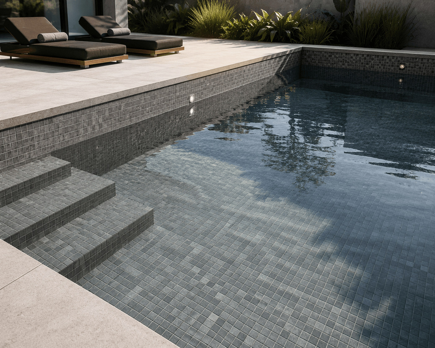 PISCINAS GRIS CEMENTO: EL COLOR QUE REDEFINE EL DISEÑO EXTERIOR EN 2026. | Vedek Revestimientos