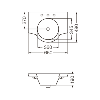 Lavatorio 65 cm. 1 agujero  (Incluye toallero) - Ferrum Marina