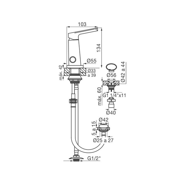 Grifería Monocomando para Bidet FV - Línea Aromo