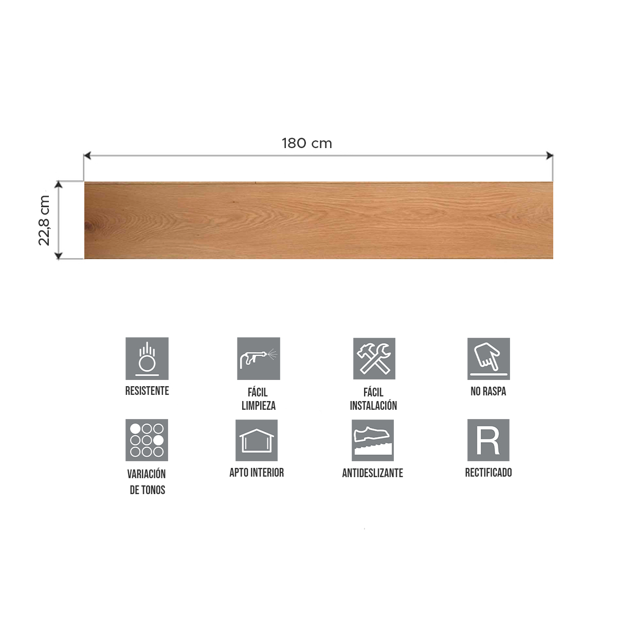 Piso Vinílico Símil Madera SPC Click Roble Treviso 5mm con manta | Vedek Revestimientos