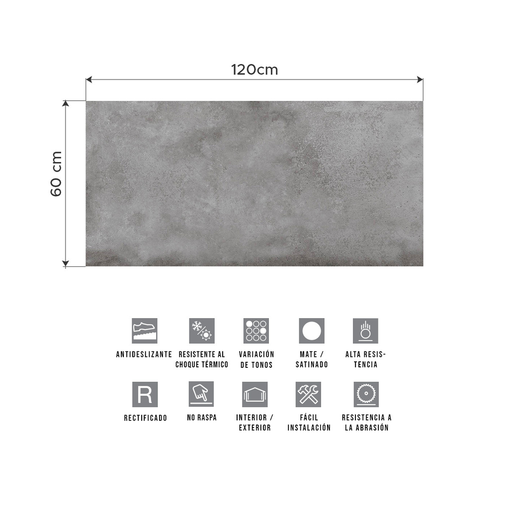 Porcelanato Clay Grey Stone 120 x 60  | Vedek Revestimientos
