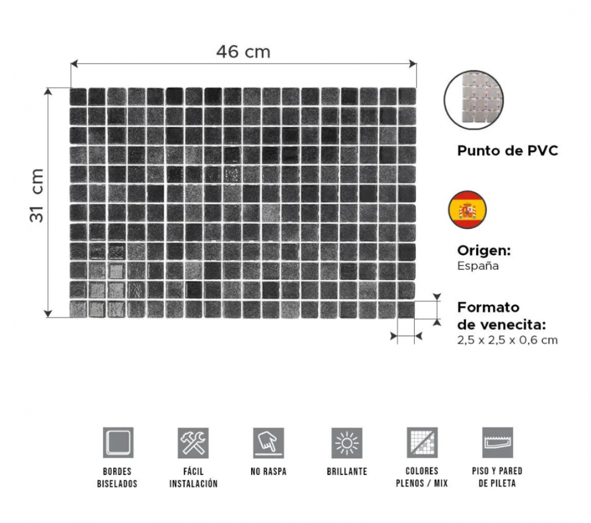 Venecitas Exclusive Negra- DK 75 | Vedek Revestimientos