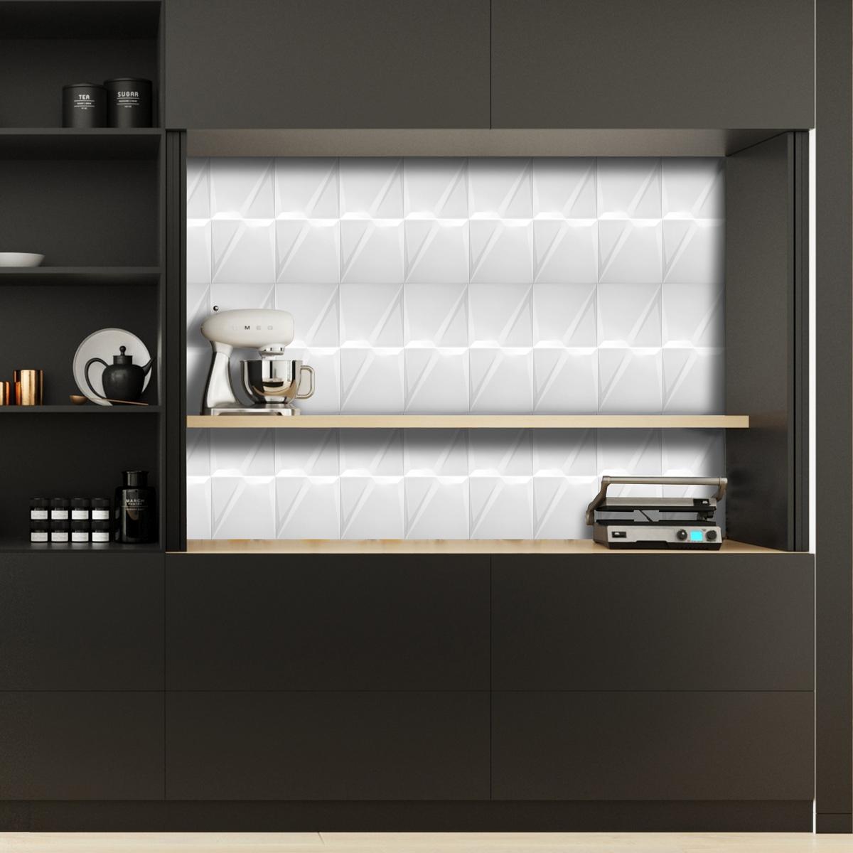 Cerámica Blanca Mate con Relieve 20x20 cm | Vedek Revestimientos