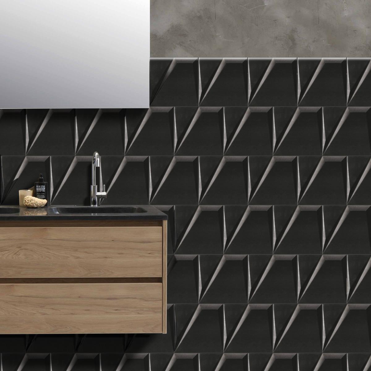 Cerámica Negra Mate Con Relieve 20x20 cm | Vedek Revestimientos