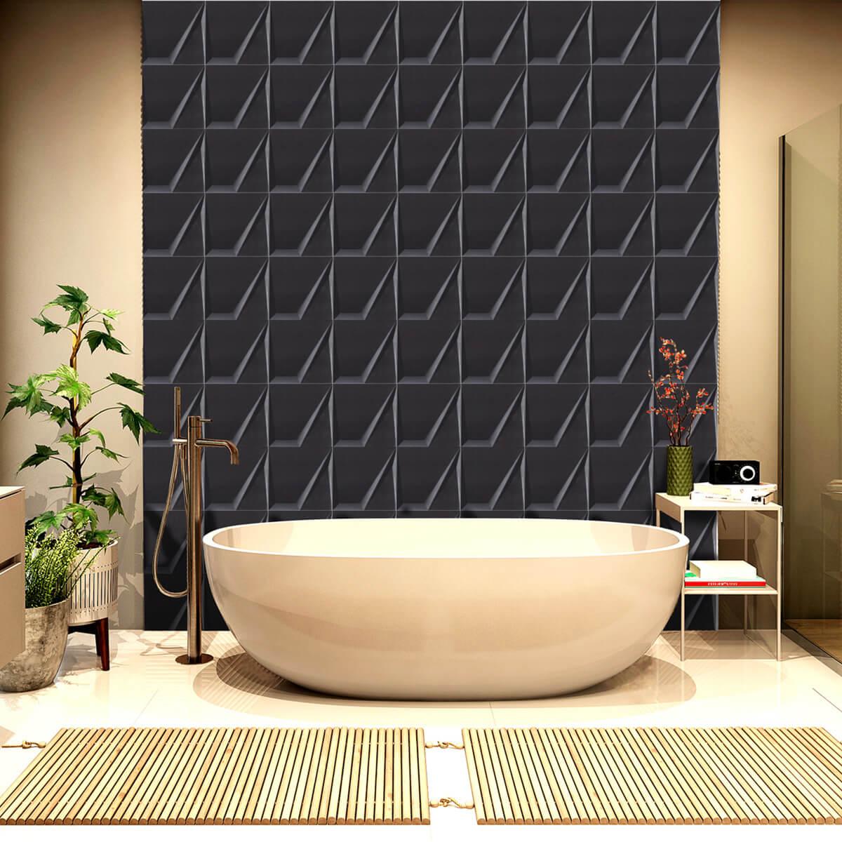 Cerámica Negra Mate Con Relieve 20x20 cm | Vedek Revestimientos