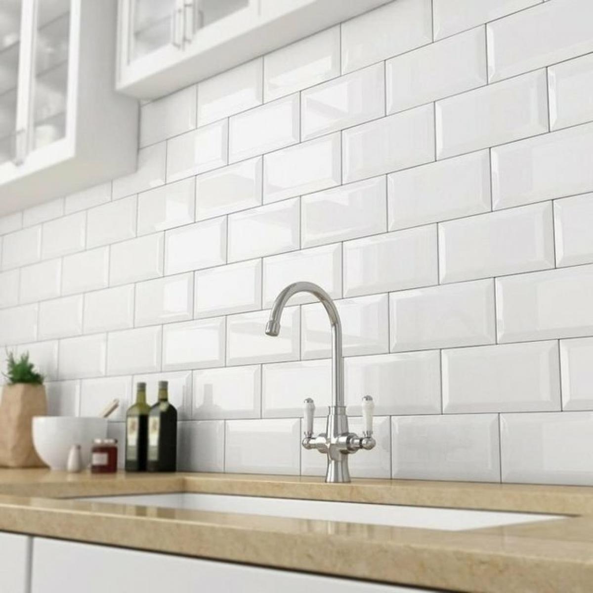 Azulejo Subway Blanco Biselado 7,5x15 cm | Vedek Revestimientos