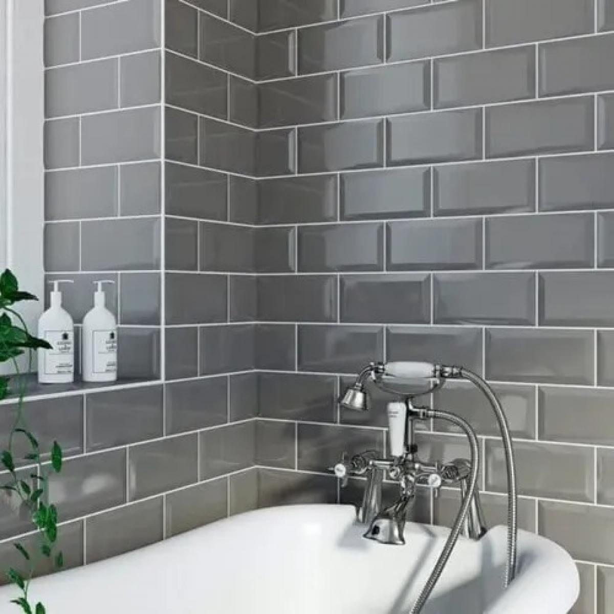 Azulejo Subway Biselado Gris 7,5x15 cm | Vedek Revestimientos