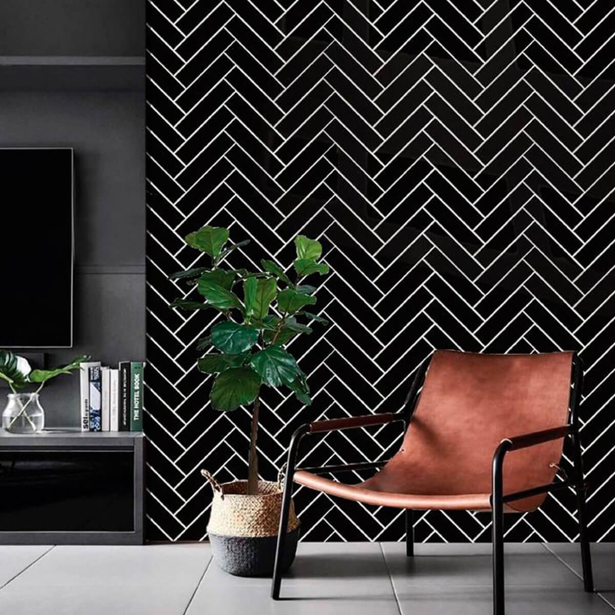 Cerámica Finlandia Preto Negro 5X21 CM | Vedek Revestimientos