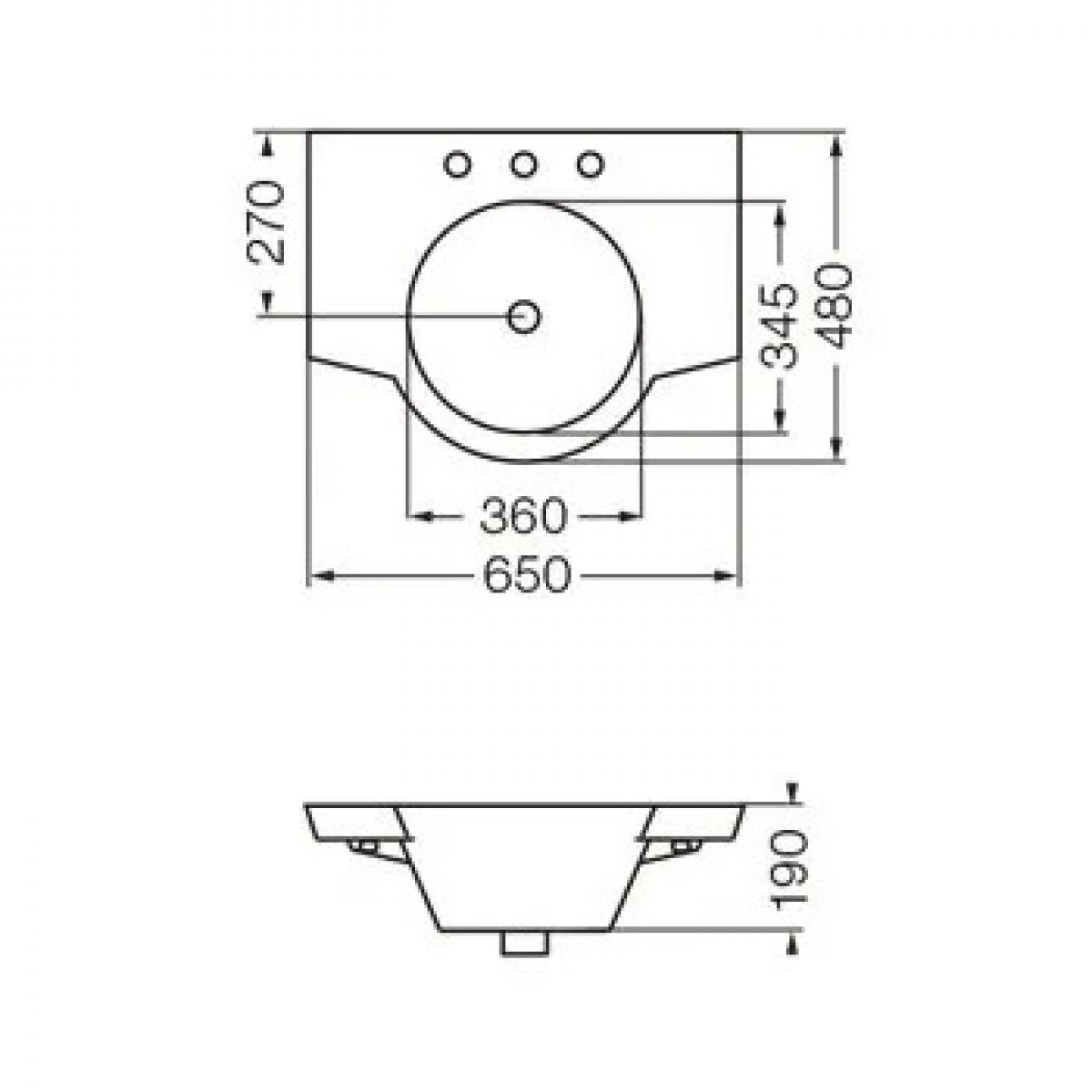 Lavatorio 65 cm 1 agujero Ferrum - Línea Marina | Vedek Revestimientos