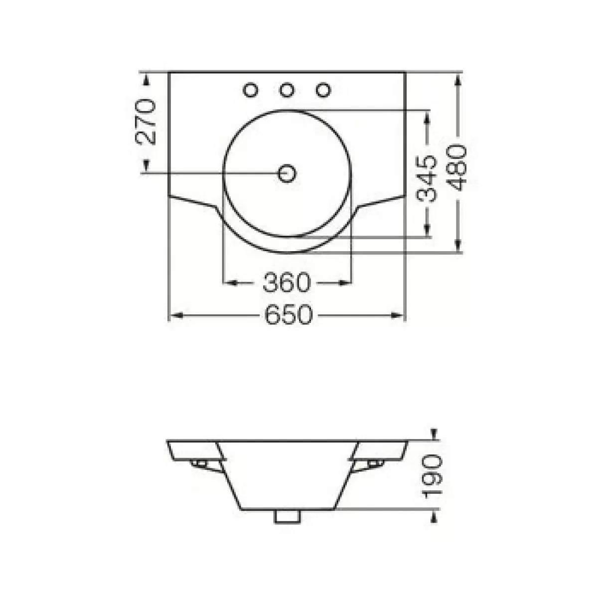Lavatorio 65 cm 1 agujero Ferrum - Línea Marina | Vedek Revestimientos