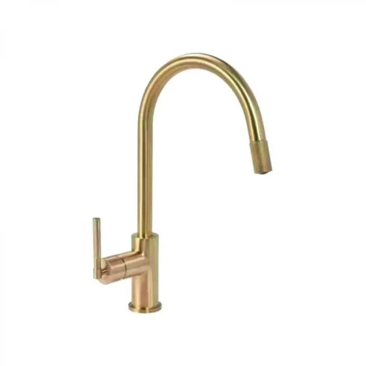 Griferia Peirano Monocomando Cocina Fabric Gold | Vedek Revestimientos