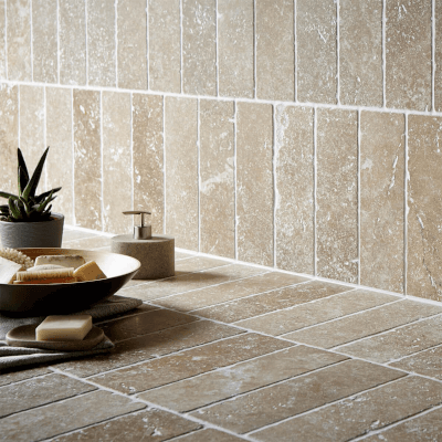 Mármol Travertino Ivory Tumbled 7,5x15 cm | Vedek Revestimientos