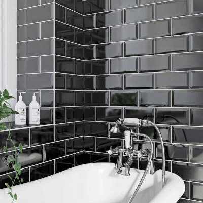 Azulejo Subway Negro Biselado 7,5x15 cm | Vedek Revestimientos